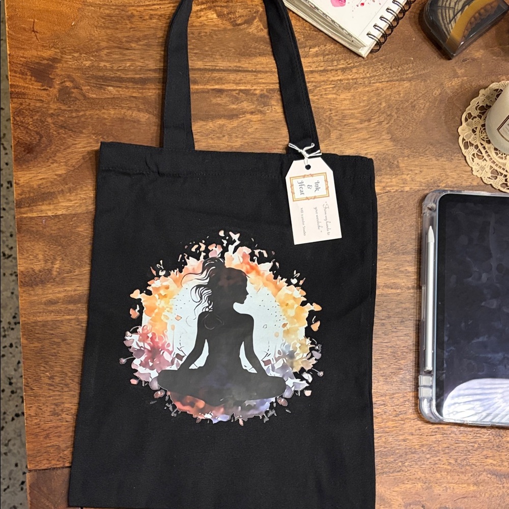Black Tote Bag with Artistic Design
